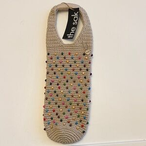 The Sak Beige Crochet Bag with Multicolor Beads
